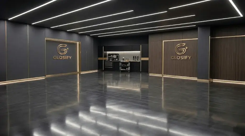 Dark luxury garage background for premium mobile car detailing